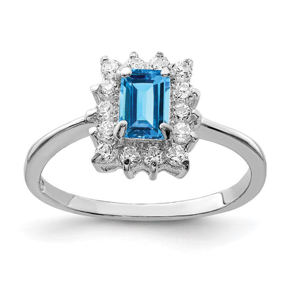 Sterlingsilber Rhodium Blautopas Ring (size 8 Nur)