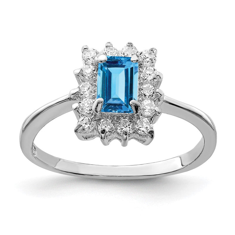 Sterlingsilber Rhodium Blautopas Ring (size 8 Nur)