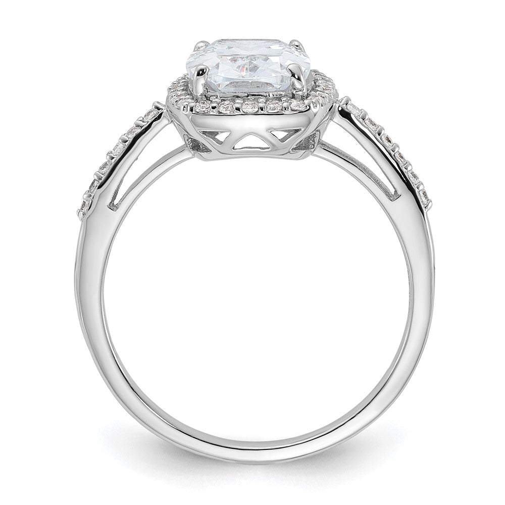 Sterlingsilber Rhodiniert 9x7 Kissen Zirkonia Ring