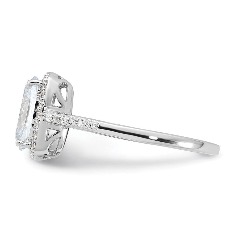 Sterlingsilber Rhodiniert 9x7 Kissen Zirkonia Ring