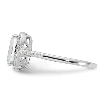 Sterlingsilber Rhodiniert 9x7 Kissen Zirkonia Ring