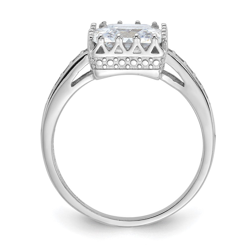 Sterlingsilber Rhodiniert Poliert Zirkonia Ring