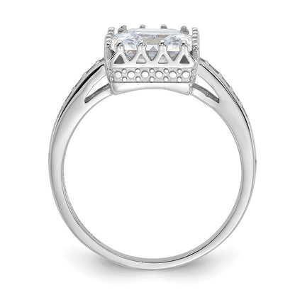 Sterlingsilber Rhodiniert Poliert Zirkonia Ring