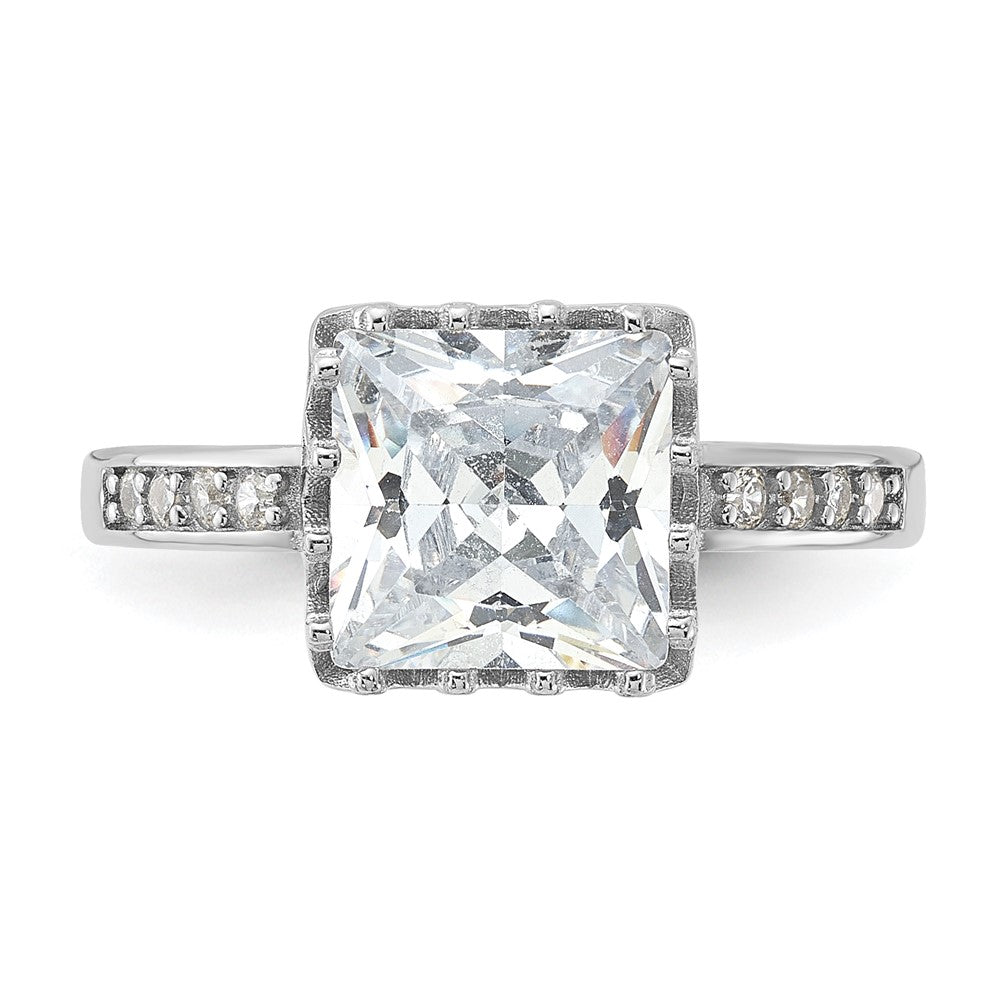 Sterlingsilber Rhodiniert Poliert Zirkonia Ring
