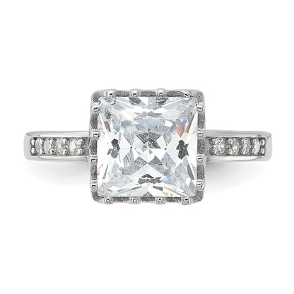 Sterlingsilber Rhodiniert Poliert Zirkonia Ring