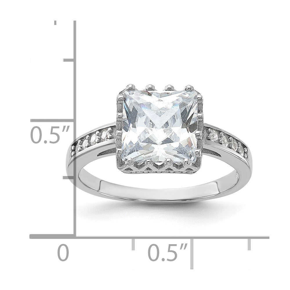 Sterlingsilber Rhodiniert Poliert Zirkonia Ring