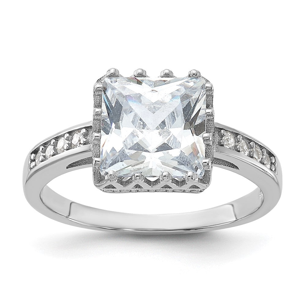 Sterlingsilber Rhodiniert Poliert Zirkonia Ring