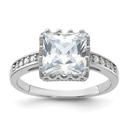 Sterlingsilber Rhodiniert Poliert Zirkonia Ring