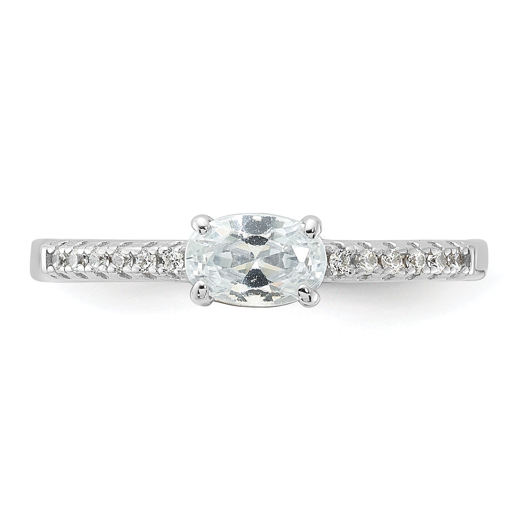 Sterlingsilber Rhodiniert Oval Zirkonia Ring