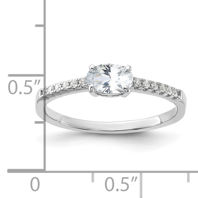 Sterlingsilber Rhodiniert Oval Zirkonia Ring