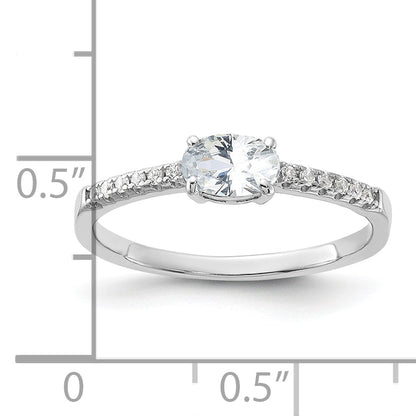 Sterlingsilber Rhodiniert Oval Zirkonia Ring