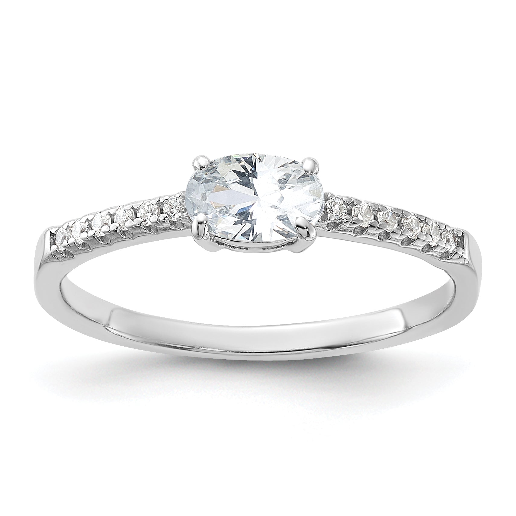 Sterlingsilber Rhodiniert Oval Zirkonia Ring