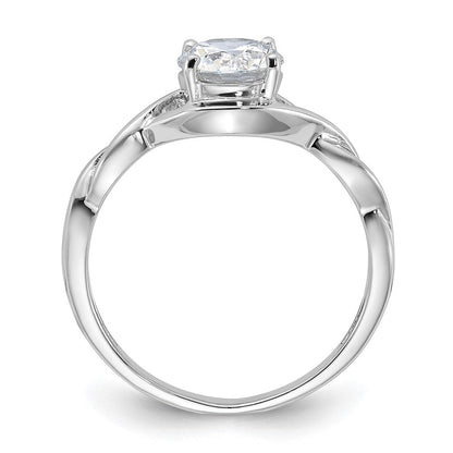 Sterlingsilber Rhodiniert 6.5mm Zirkonia Gedreht Ring