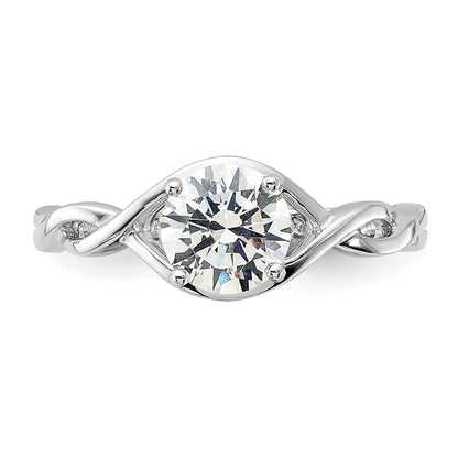 Sterlingsilber Rhodiniert 6.5mm Zirkonia Gedreht Ring