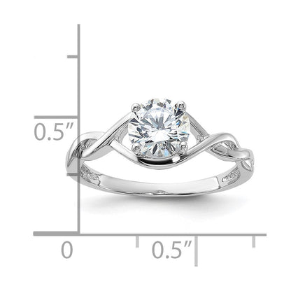 Sterlingsilber Rhodiniert 6.5mm Zirkonia Gedreht Ring