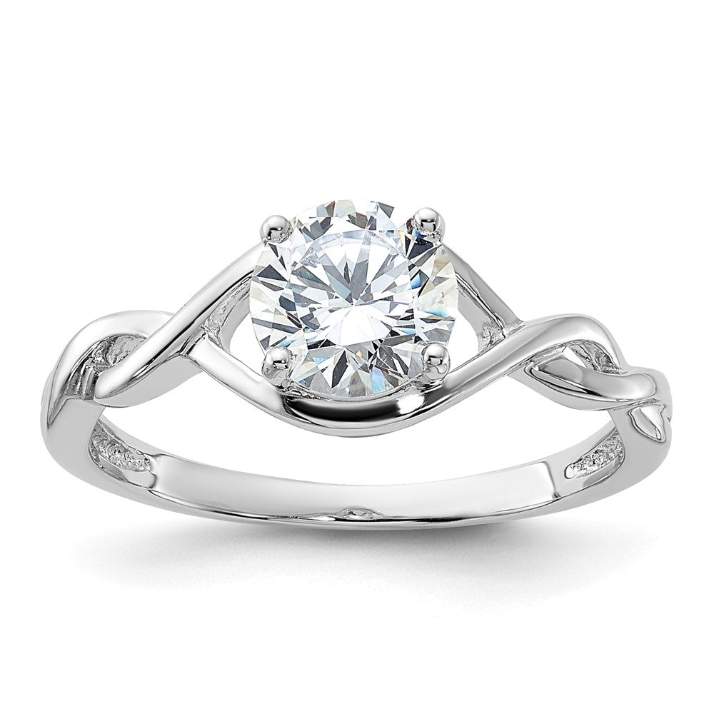 Sterlingsilber Rhodiniert 6.5mm Zirkonia Gedreht Ring