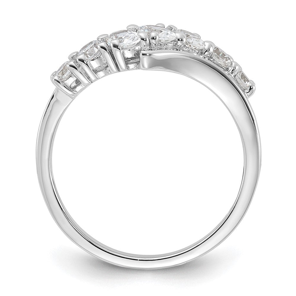 Sterlingsilber Rhodiniert 7 Stein Zirkonia Ring (size 6 Nur)