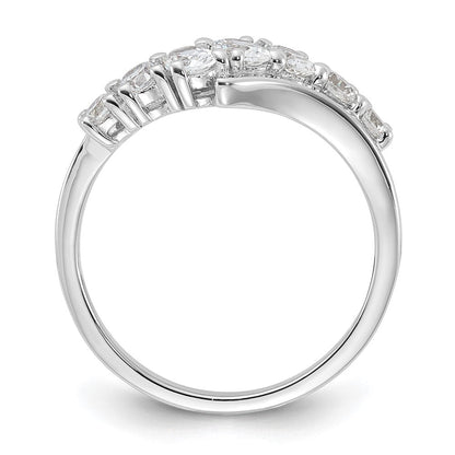 Sterlingsilber Rhodiniert 7 Stein Zirkonia Ring (size 6 Nur)