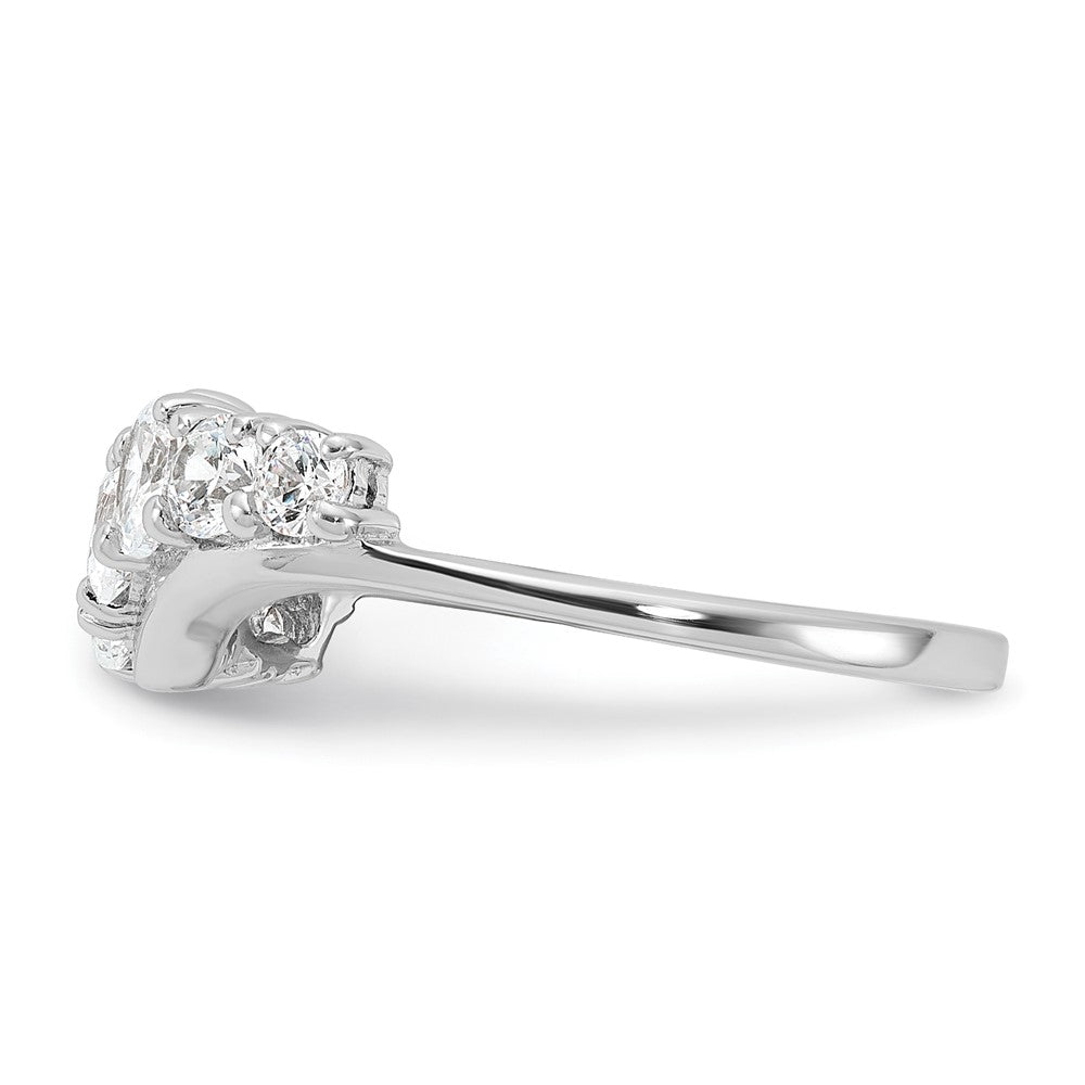 Sterlingsilber Rhodiniert 7 Stein Zirkonia Ring (size 6 Nur)