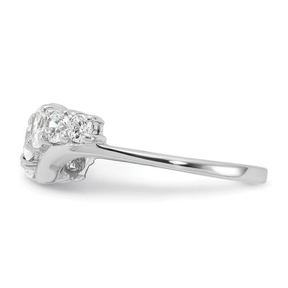 Sterlingsilber Rhodiniert 7 Stein Zirkonia Ring (size 6 Nur)