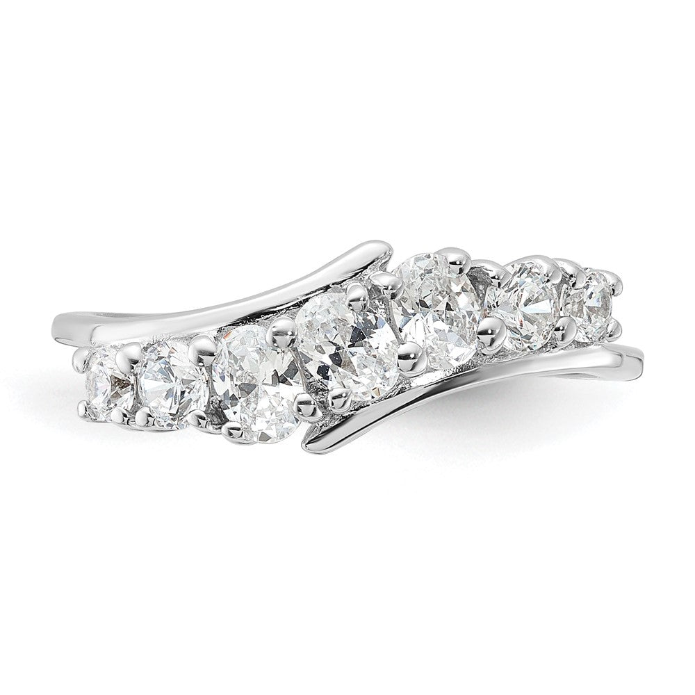 Sterlingsilber Rhodiniert 7 Stein Zirkonia Ring (size 6 Nur)