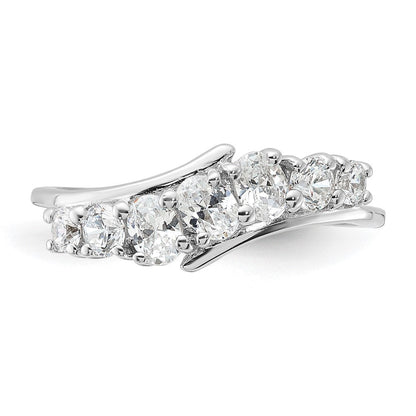 Sterlingsilber Rhodiniert 7 Stein Zirkonia Ring (size 6 Nur)