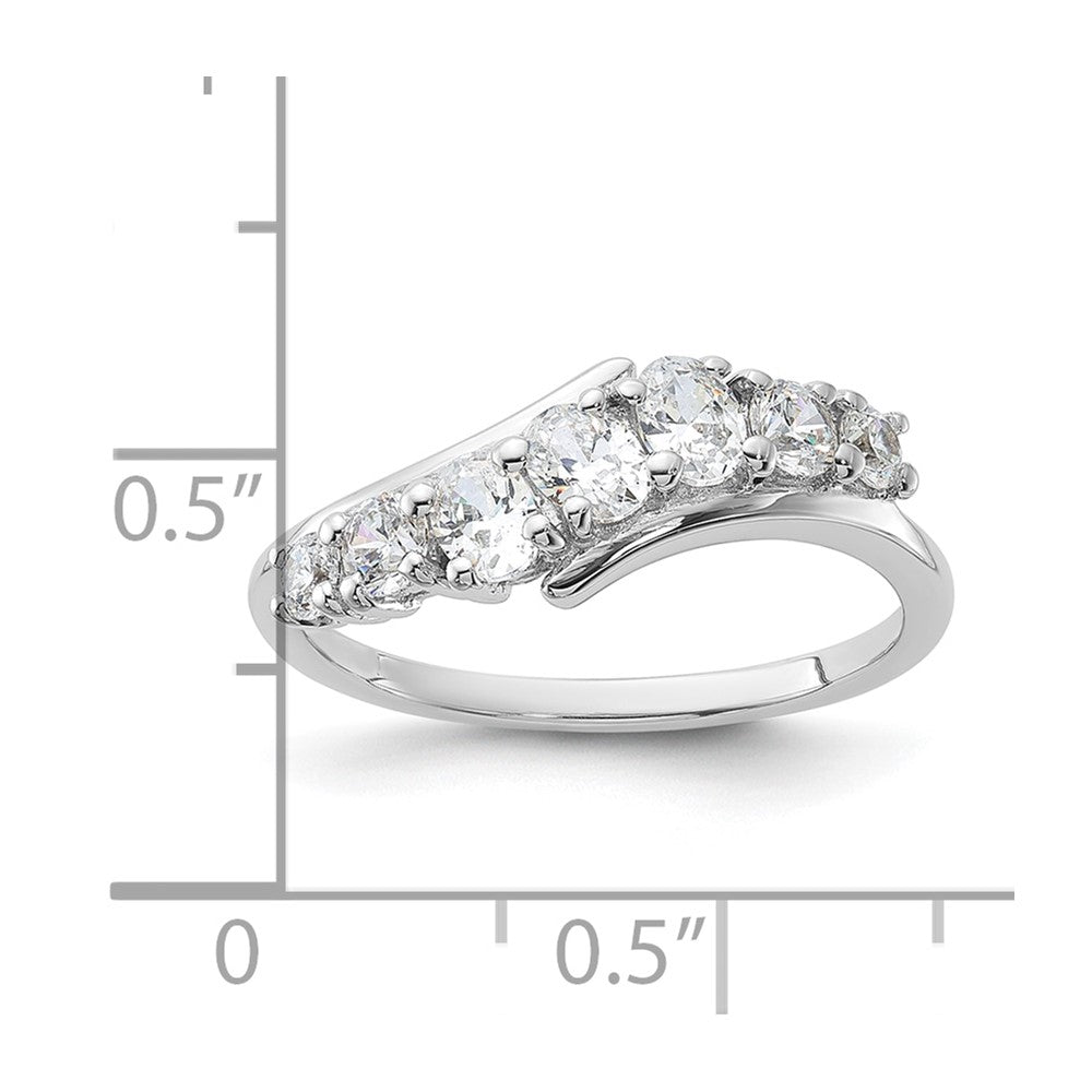 Sterlingsilber Rhodiniert 7 Stein Zirkonia Ring (size 6 Nur)