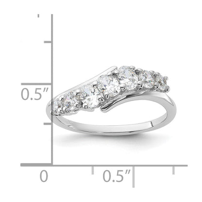 Sterlingsilber Rhodiniert 7 Stein Zirkonia Ring (size 6 Nur)