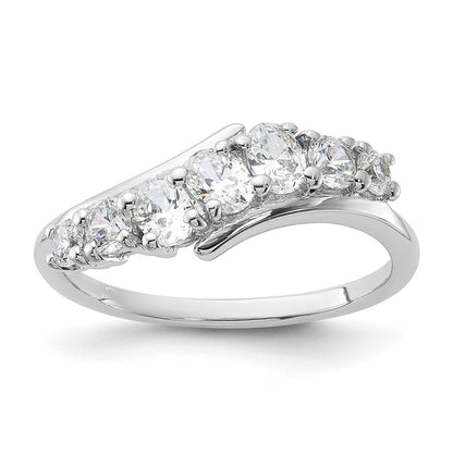 Sterlingsilber Rhodiniert 7 Stein Zirkonia Ring (size 6 Nur)