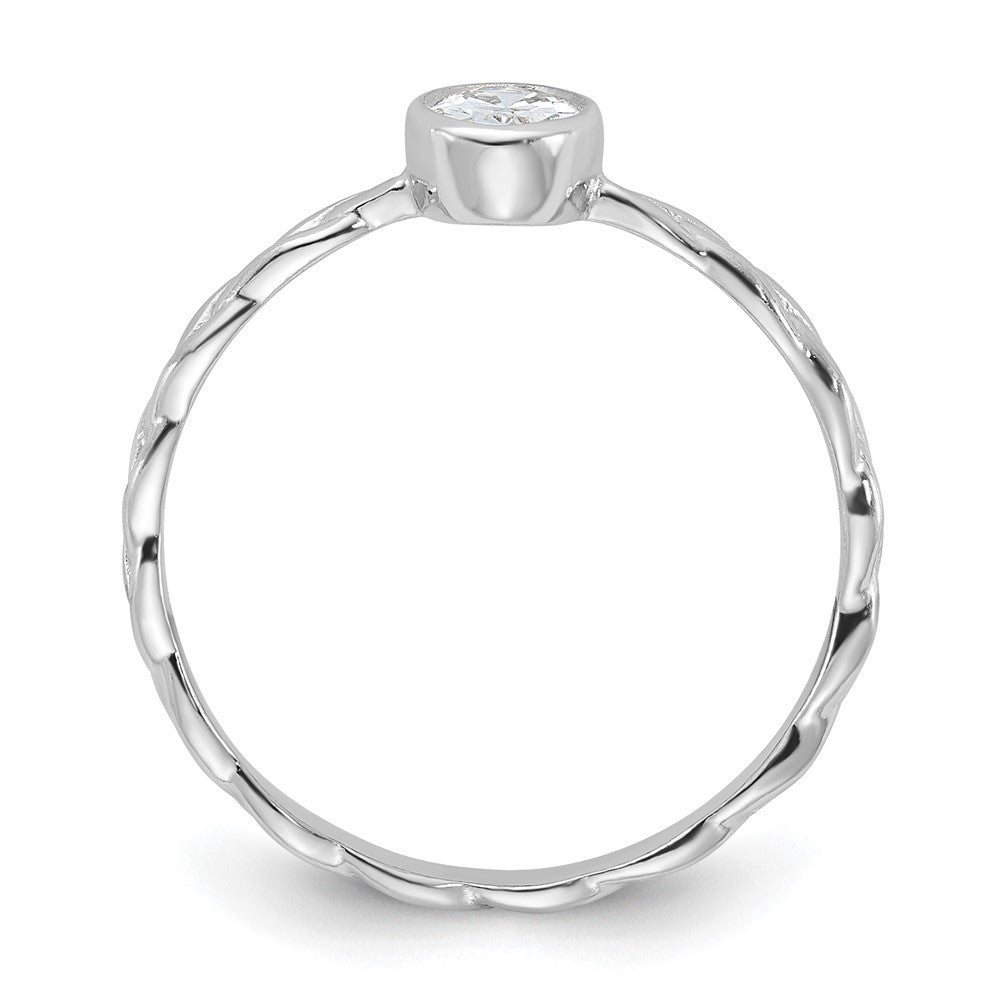 Sterlingsilber Rhodiniert Zirkonia Geflochten Ring