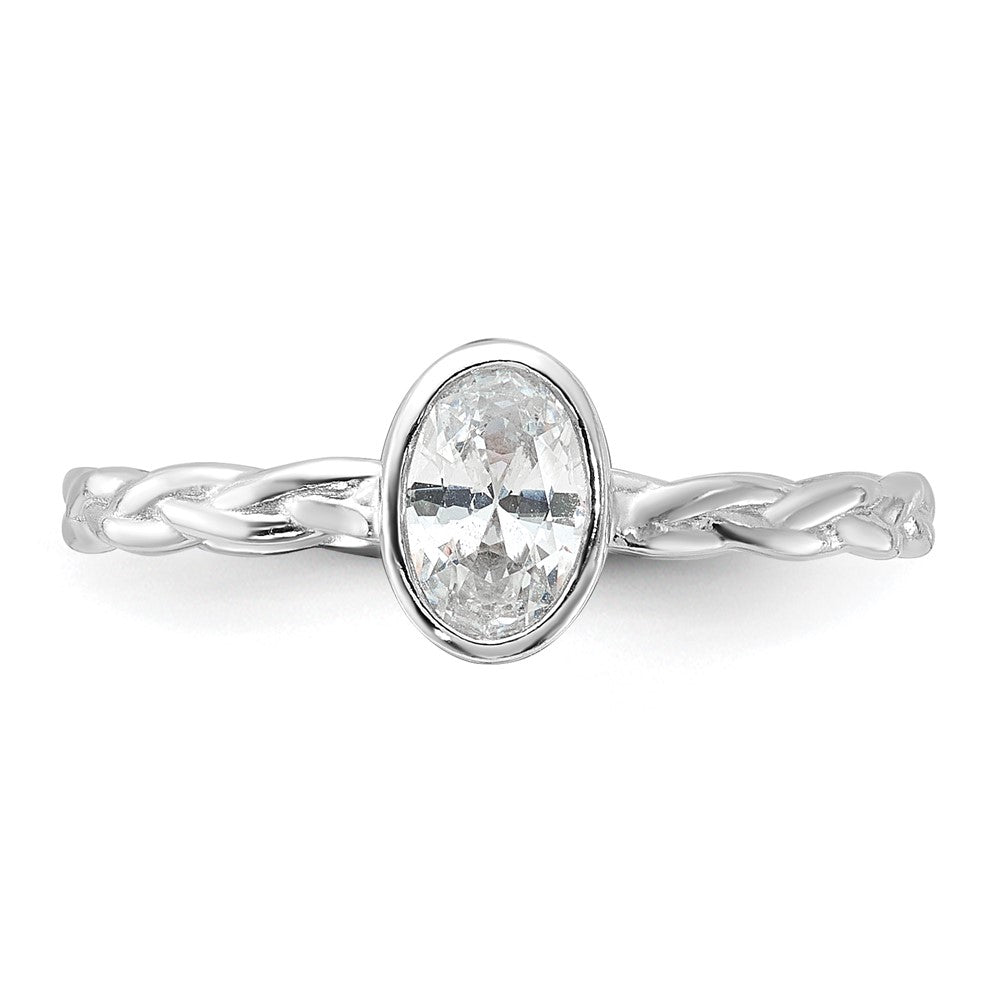 Sterlingsilber Rhodiniert Zirkonia Geflochten Ring