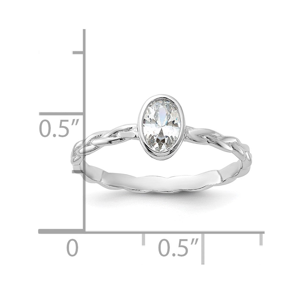 Sterlingsilber Rhodiniert Zirkonia Geflochten Ring