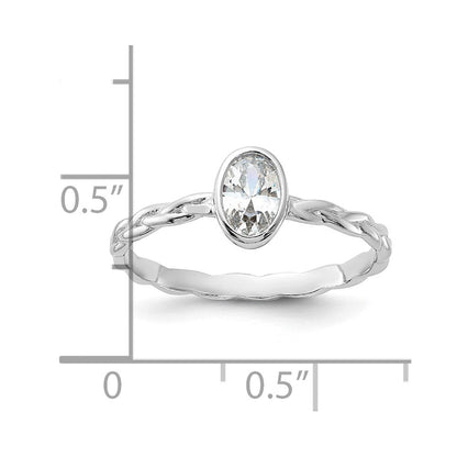 Sterlingsilber Rhodiniert Zirkonia Geflochten Ring