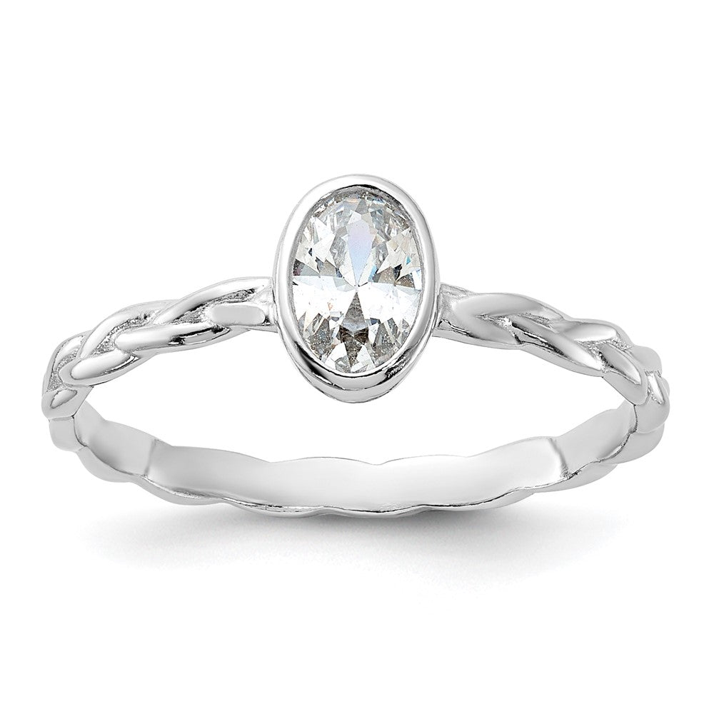 Sterlingsilber Rhodiniert Zirkonia Geflochten Ring
