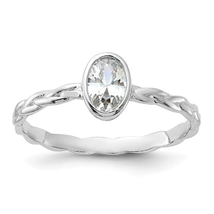 Sterlingsilber Rhodiniert Zirkonia Geflochten Ring