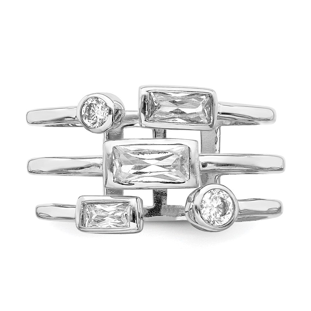 Sterlingsilber Rhodiniert Zirkonia Ring (size 6 Nur)