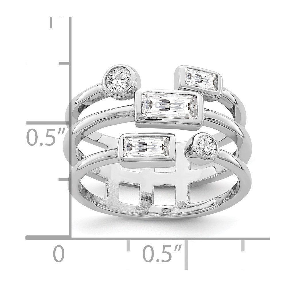 Sterlingsilber Rhodiniert Zirkonia Ring (size 6 Nur)