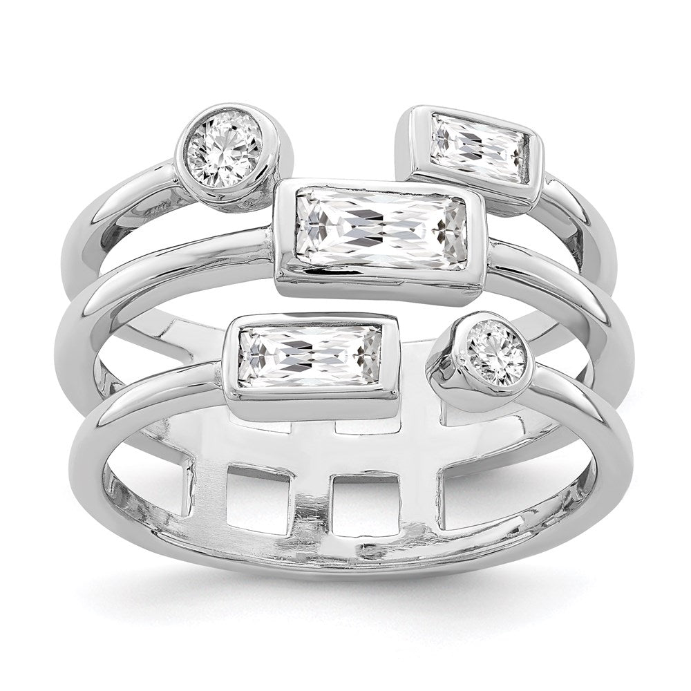 Sterlingsilber Rhodiniert Zirkonia Ring (size 6 Nur)