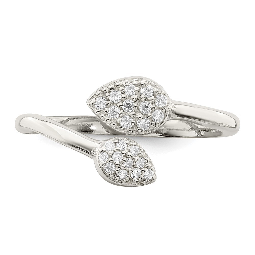 Sterlingsilber Zirkonia Blatt Wickel Ring