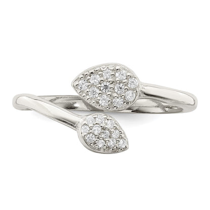 Sterlingsilber Zirkonia Blatt Wickel Ring