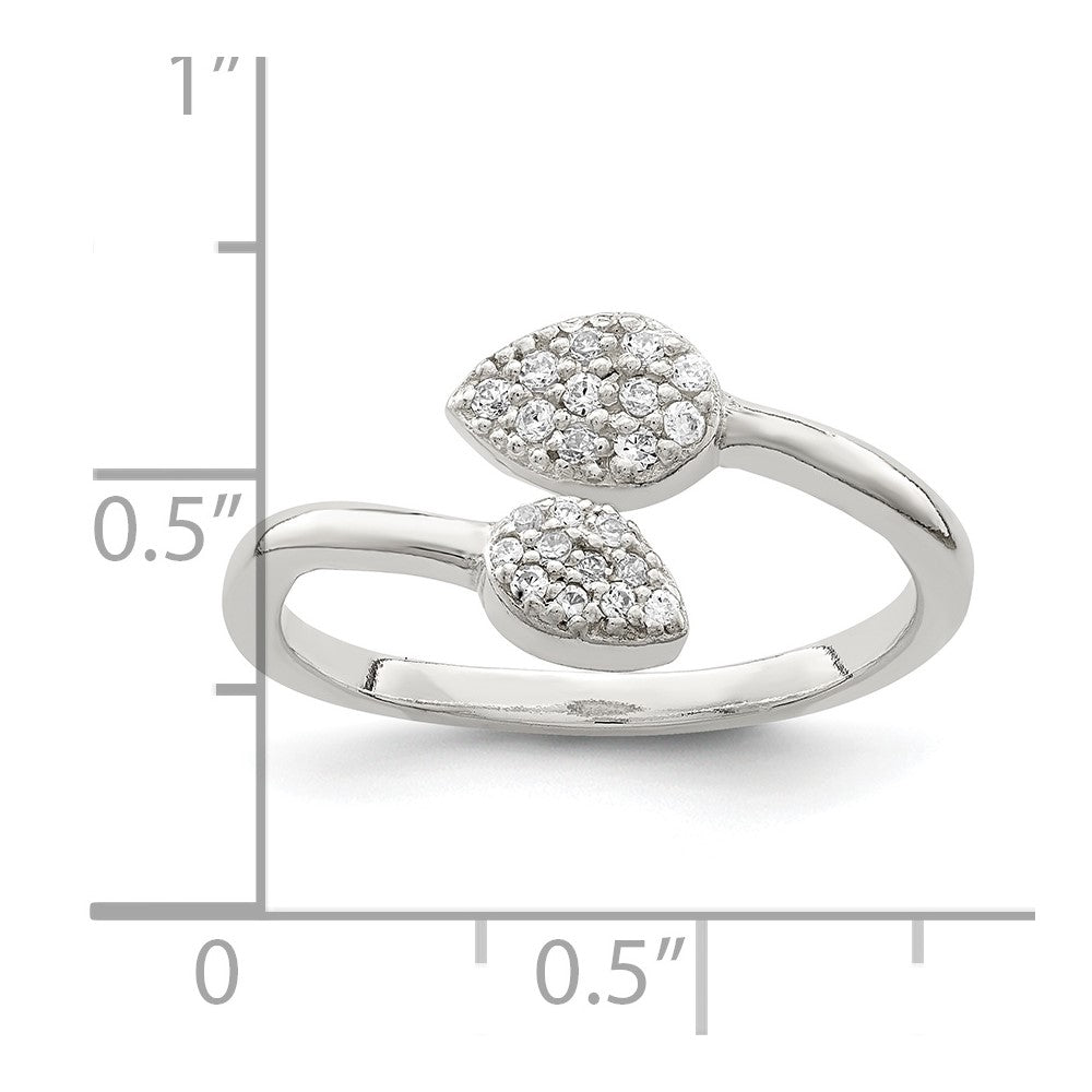 Sterlingsilber Zirkonia Blatt Wickel Ring