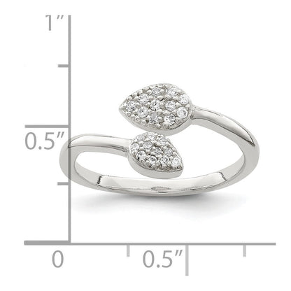 Sterlingsilber Zirkonia Blatt Wickel Ring