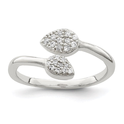 Sterlingsilber Zirkonia Blatt Wickel Ring