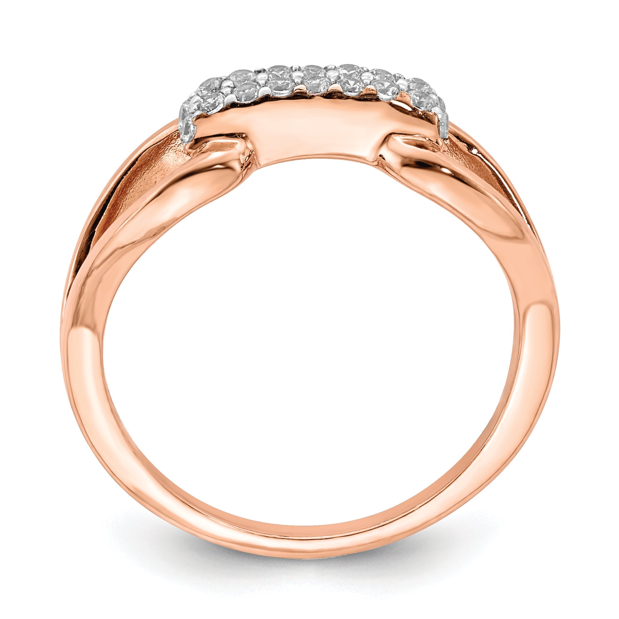 Sterlingsilber Roséfarben Rectangular Zirkonia Ring
