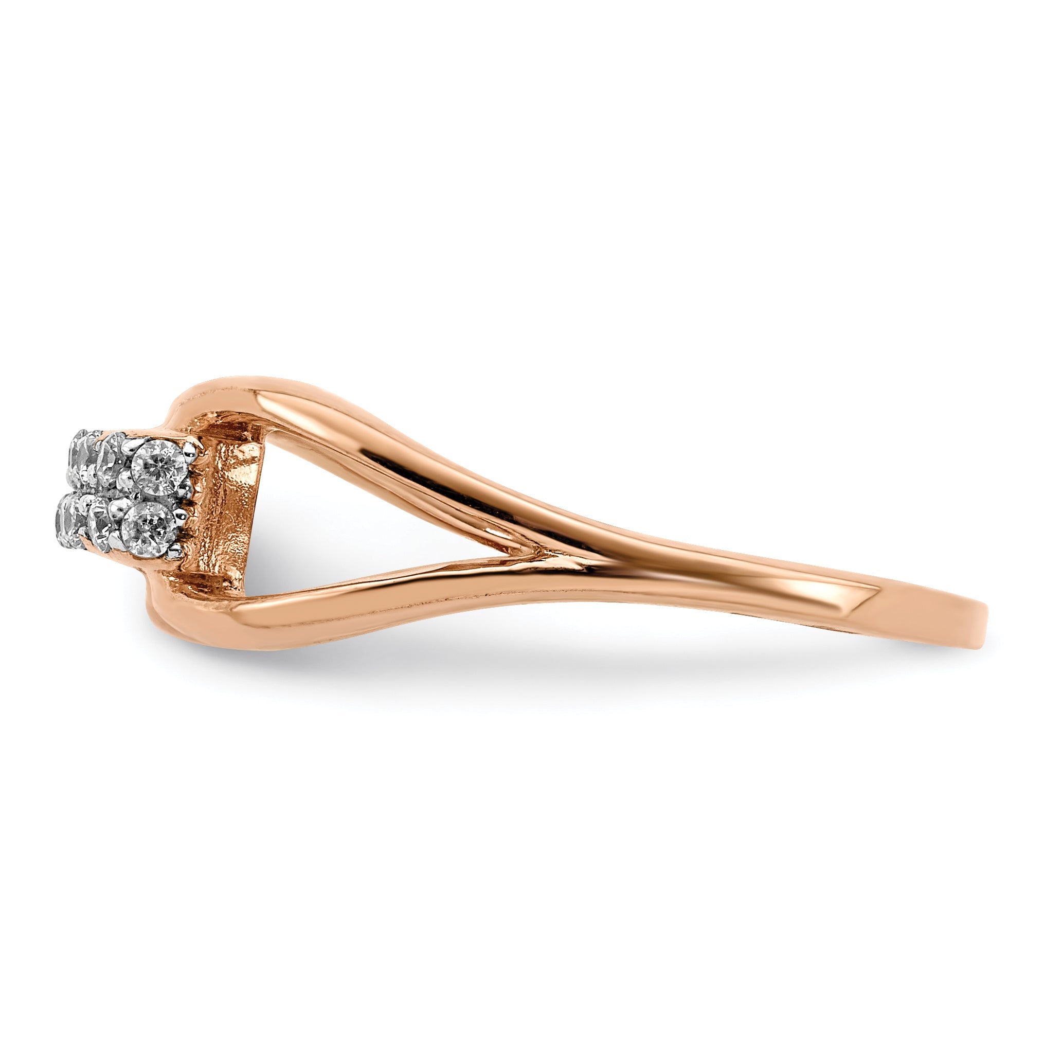 Sterlingsilber Roséfarben Rectangular Zirkonia Ring