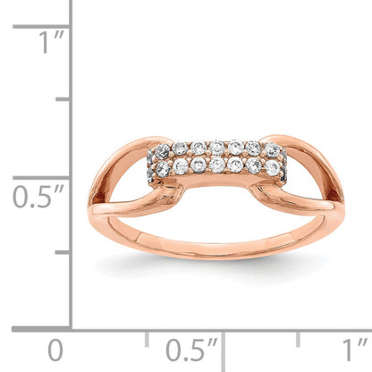 Sterlingsilber Roséfarben Rectangular Zirkonia Ring