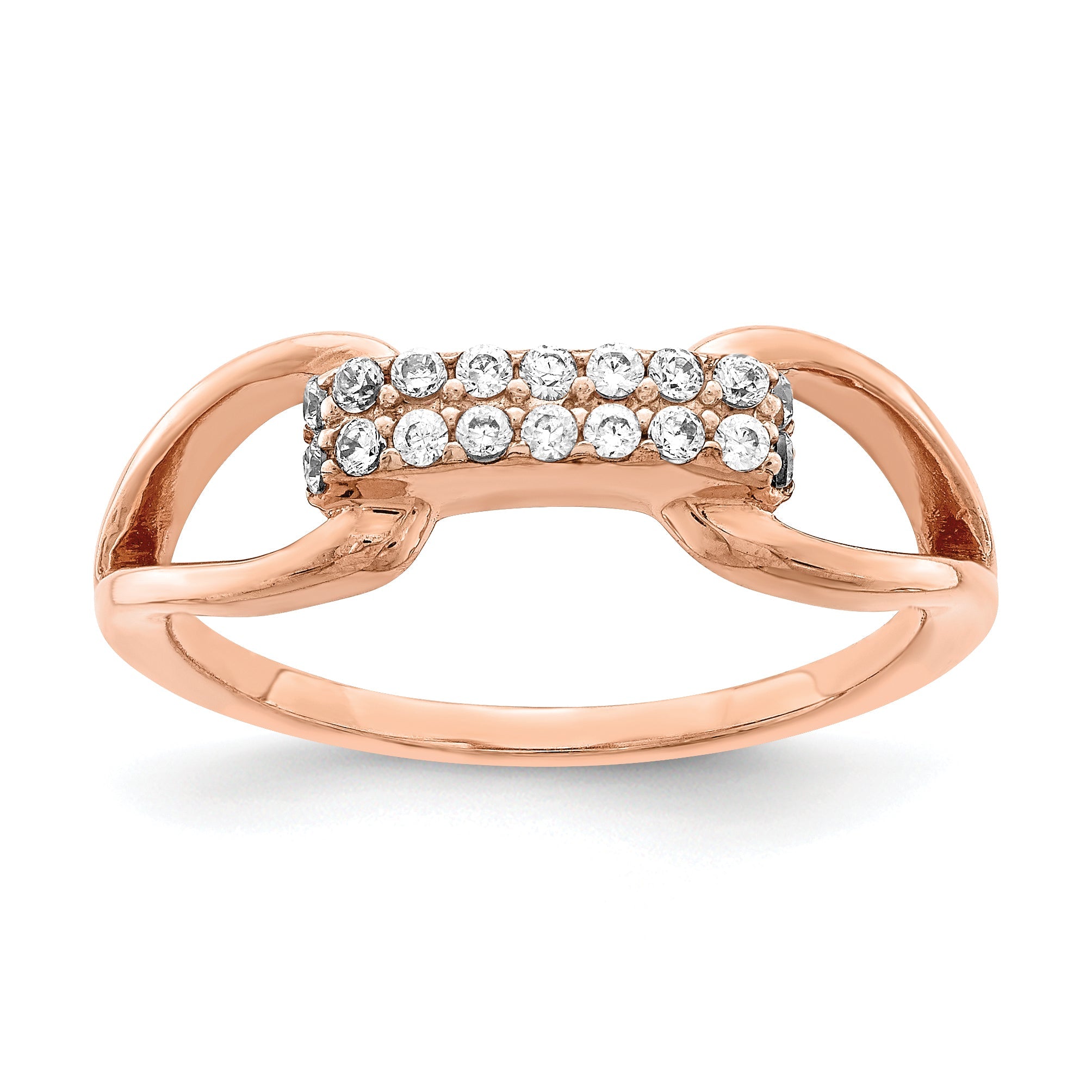 Sterlingsilber Roséfarben Rectangular Zirkonia Ring