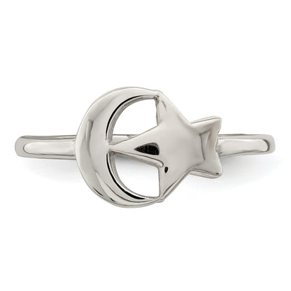 Sterlingsilber Roséfarben Mond & Stern Ring