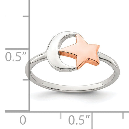Sterlingsilber Roséfarben Mond & Stern Ring