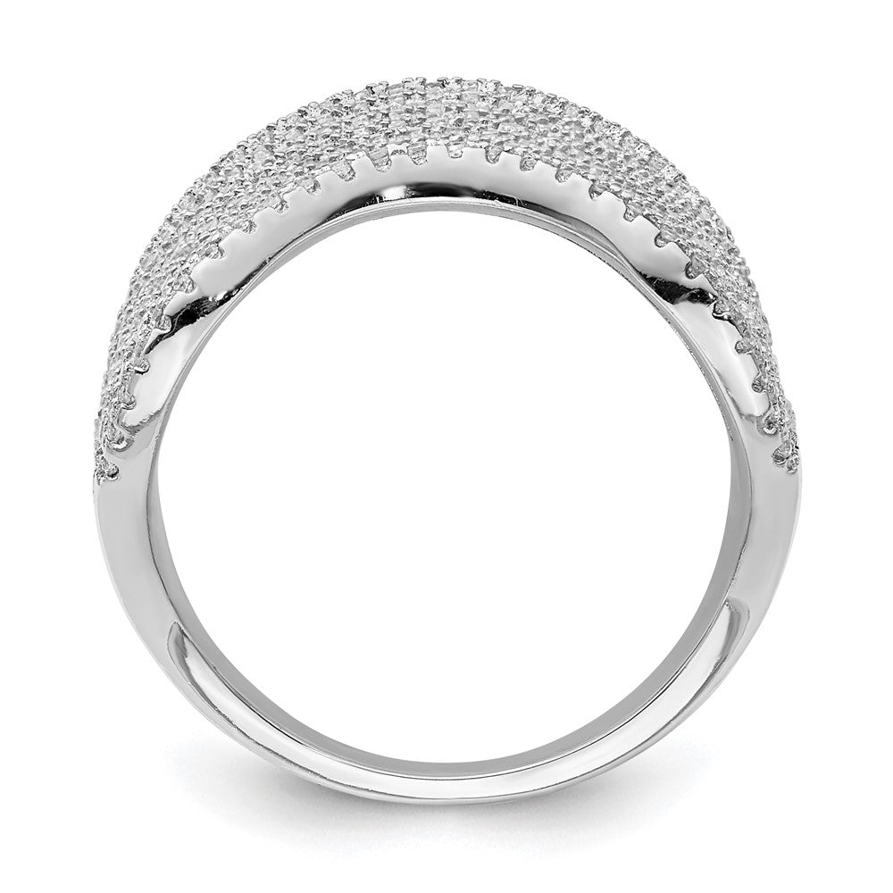 Sterlingsilber Rhodiniert Multi Zirkonia Welle Design Ring (size 6 Nur)